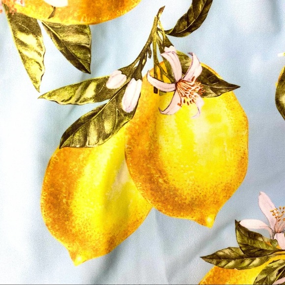 Lemon Print One-Piece Swimsuit Small Like New Blue Yellow Green - Picture 7 of 16